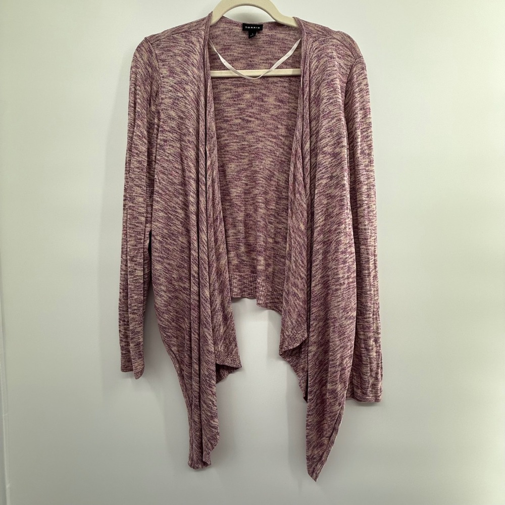 Torrid Size 1X Marled Knit Open Front Cardigan Waterfall Soft Lightweight‎